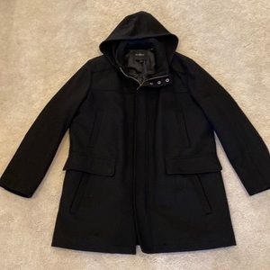 Mens Cole Haan black wool blend coat Size XL